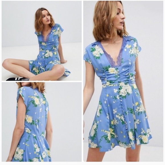 Free People Dresses & Skirts - Free People Alora Mini Dress flowy blue floral